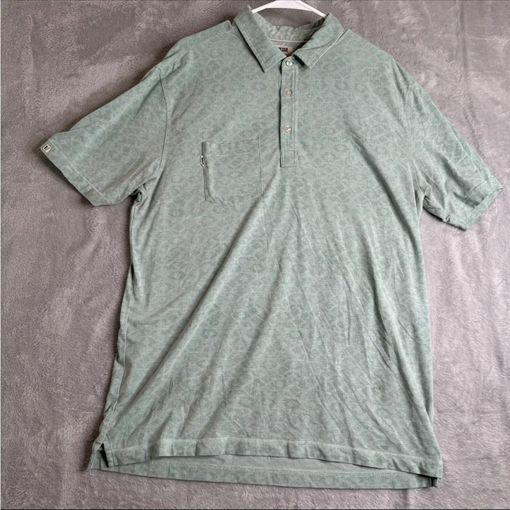 Linksoul Polo Shirt Mens L Green Luxury Cotton Coast Highway Pocket Iconic Golf